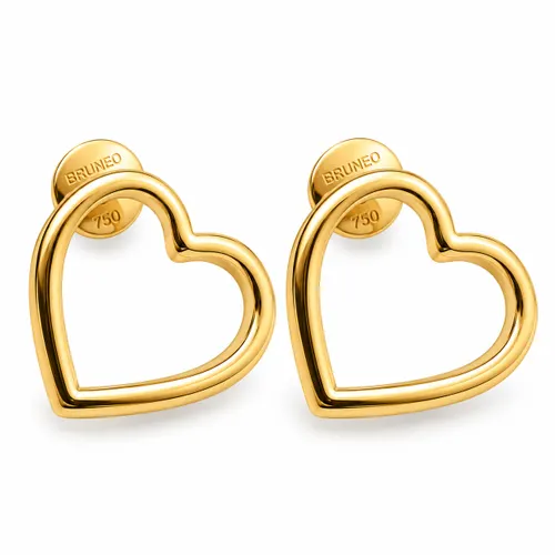 Brinco 1,5 cm Coração em Ouro 18K