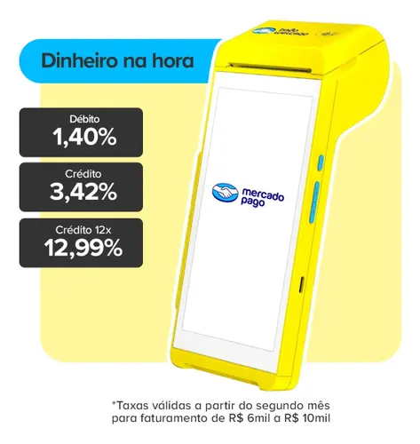 Maquininha de Cartão Smart 2 Mercado Pago Point Amarela Vivo 4g/Wifi/Nfc