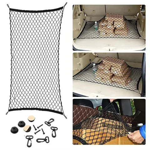 Rede de Carga Universal Grande para Carro, Malha Elástica de Nylon para Van, SUV, Caminhão - Rede Organizadora com Bolso de Malha para Pickup