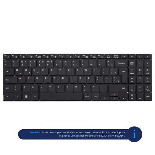Teclado para Notebook Samsung Galaxy Book NP550XDA ABNT2 Preto