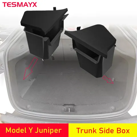 Organizador de porta-malas para tesla modelo y juniper lançamento atualização 2025 caixas de armazenamento de porta-malas traseiro caixa lateral organizador tpe guarnição acessórios