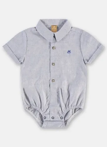 Body Camisa Bebê Menino Social em Algodão e Linho (Azul) Up Baby