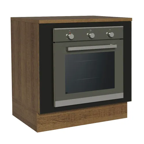 Balcão para Forno de Embutir 80 x 60 cm com Tampo Rustic/Preto Agata, Glamy, Madesa