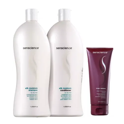 Kit Senscience Silk Moisture e Inner Restore Shampoo Condicionador 1L e Máscara 200ml