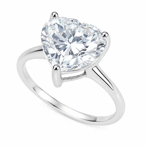Anel 9 mm Prata Coração Cristal