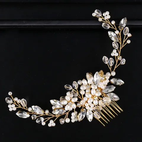 Headwear: Popular na Europa e na América - Pente de cabelo pérola para vestidos de casamento e traje formal - Coque decorativo de cabelo com diamante - Fa