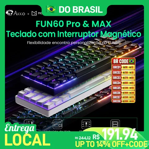 Akko monsGeek fun60 pro he teclado mecânico interruptor magnético 60% teclado para jogos gatilho rápido 0.01mm 8k teclado personalizado com fio