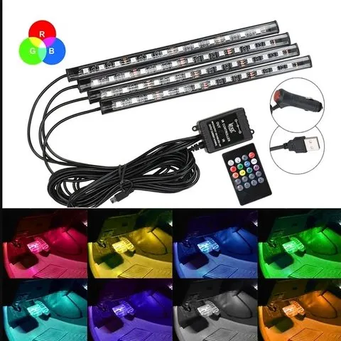 Universal carro rgb luzes ambientais tira led lâmpadas de atmosfera interior 8 cores decorativas fora da estrada 4x4 suv acessórios automóveis