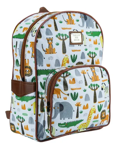 Mochila Maternidade Menino(a) Bolsa de Costas Passeio Creche Cor Safari Desenho do tecido Desenho