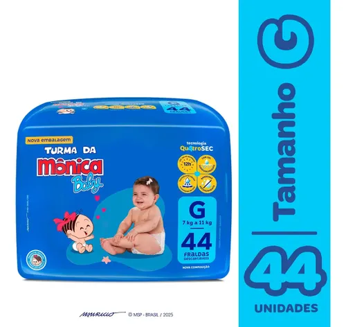 Fralda Turma da Mônica Baby Mega G 44 Unidades G