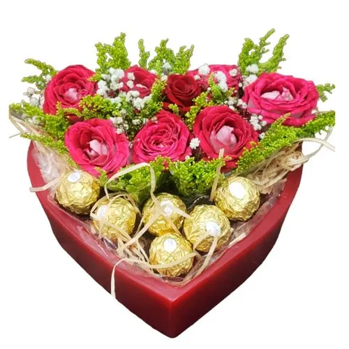 Cesta Florida Ferrero Rocher e Rosas
