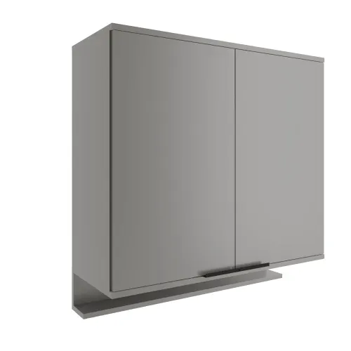 Armário Aéreo de Cozinha Miami 800mm 2 Portas c Porta Temperos Carraro Cinza Titânio