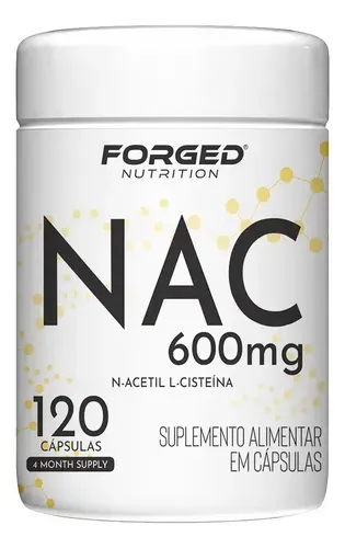 Nac 600mg N-acetil L-cisteína Antioxidante - Fórmula com Máxima Concentração e Pureza 120 Cápsulas - Forged Nutrition