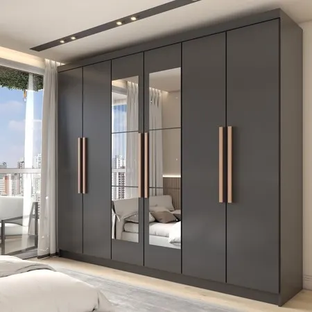 Guarda-Roupa Casal Odisseia 6 Portas 2 Gavetas com Espelho