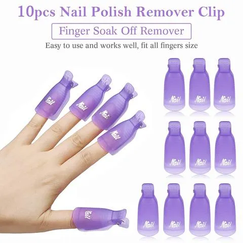 10 Peças/Saco Ferramenta Colorida de Acrílico para Manicure, Clipe para Imersão de Unhas, Limpeza de Unhas, Ferramenta de Envoltório para Esmalte em Gel UV