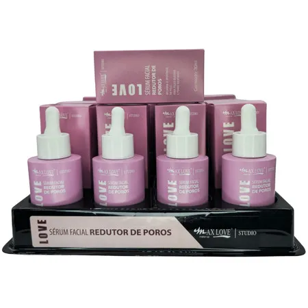 BOX C/ 24 SÉRUM REDUTOR DE POROS MAX LOVE — EFEITO MATTE • CONTROLE DA OLEOSIDADE • PELE MAIS LISA