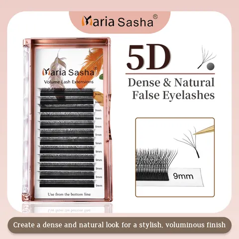 Cílios Postiços MARIA 5D W Easy Fan para Extensão de Cílios, Atacado, Volume Pré-fabricado, 12 Fileiras, Estilo W, Natural, Macio, Logotipo Personalizado