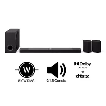LG Home Theater Soundbar S95TR com alto-falantes traseiros e som surround com configuração de canais 9.1.5 - S95TR