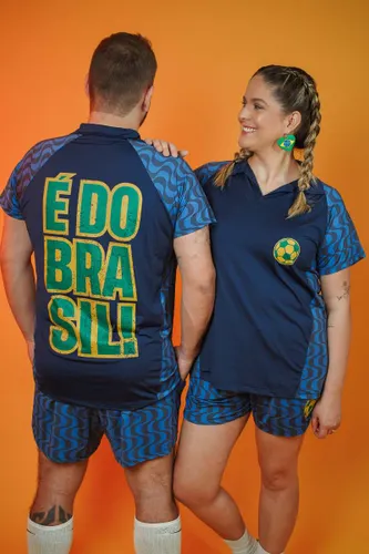 Camiseta Polo Unissex Estampa É do Brasil
