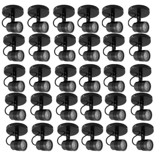 Kit 30 Spots LED Sobrepor Direcionável Abs Preto IP65 6000K