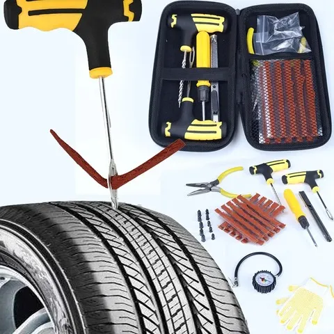 Kit de reparo de pneus de motocicleta, ferramentas de reparo de punção de pneus, acessórios de carro, tiras de pneus, kit de ferramentas de reparo de agitação, ferramentas de plugue de punção