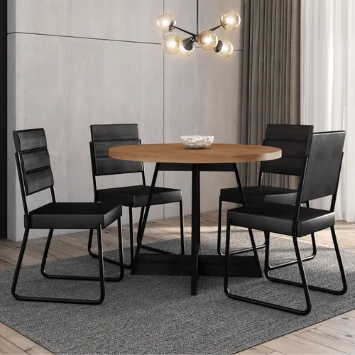 Conjunto Sala de Jantar 4 Cadeiras Malta Carraro Preto
