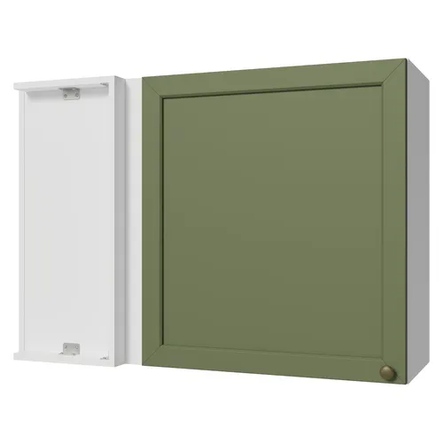 Armário Aéreo de Canto 1 Porta Branco/Verde Vik Madesa