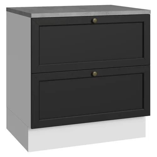 Balcão de Cozinha 80 x 60 cm 2 Gavetas (Com Tampo) Branco/Preto Vik Madesa