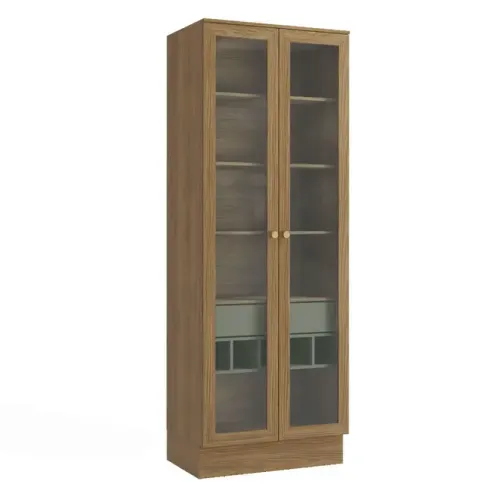 Cristaleira Duas Portas com Vidro M628-NGVE Botanic Kappesberg 222x80x52cm Nogueira/verde