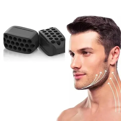 Exercitador de mandíbula de silicone, 2 peças, toner facial e mandíbula, bola fitness, equipamento de tonificação de pescoço, ferramenta de beleza facial, exercitador de queixo duplo