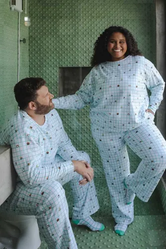 Kit Conjunto Pijama Unissex Soft Estampa Xadrez Pets