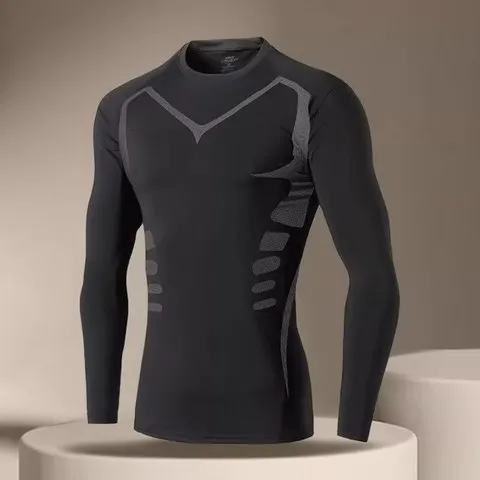 Camiseta masculina correndo esporte t camisa de compressão fitness topos t secagem rápida treinamento ginásio esporte correndo camisas camisa