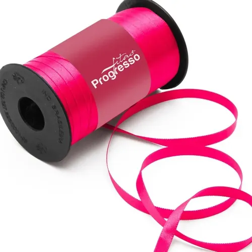 Fita de Cetim Progresso 7mm - Nº1 C/100 Metros Cor Rosa cítrico