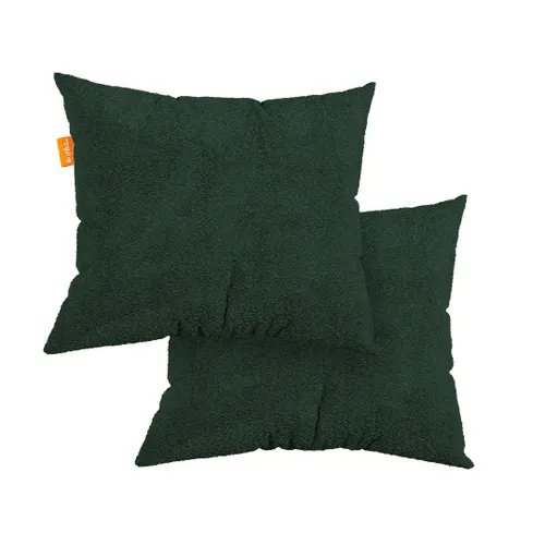 Kit 2 Almofada Tecido Bouclé - Cor Verde Musgo - 45x45cm
