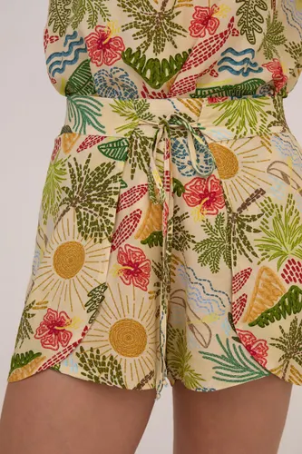 Shorts Recorte Frontal Estampa Aloha