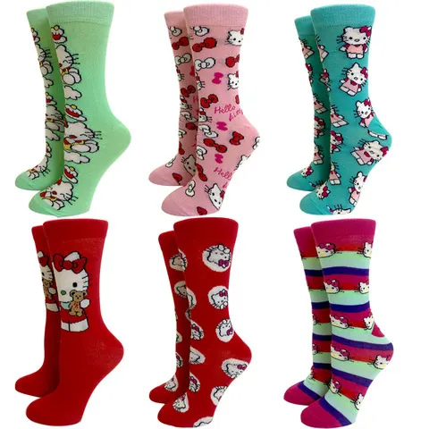 Anime nova moda colorido engraçado feliz casual longo meias femininas vestido harajuku bonito dos desenhos animados gato criativo meias masculinas tamanho 35-44