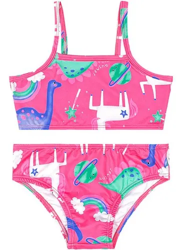 Biquíni Infantil com Calcinha e Top em Malha UV DRY Rosa Pink