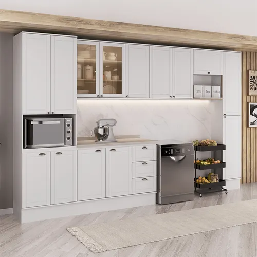 Armário de Cozinha Completa com Balcão Milla Laura Carraro Branco