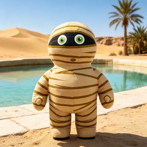 Fantasia de Múmia Inflável para Desfile de Mascotes, Traje de Personagem Adulto para Aniversário, Natal e Festas de Halloween, Sem Bateria e Carregador