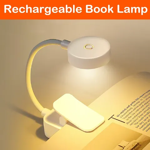 Mini Luminária de Livro com Clip LED, Luminária de Mesa com Proteção Ocular, 3 Cores, Alimentada por Bateria, Luz Noturna Portátil para Leitura ao Lado da Cama para Estudantes