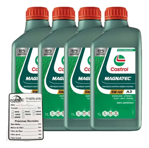 KIT 4 litros Óleo Castrol Sintético 5w40 Magnatec A3 B4
