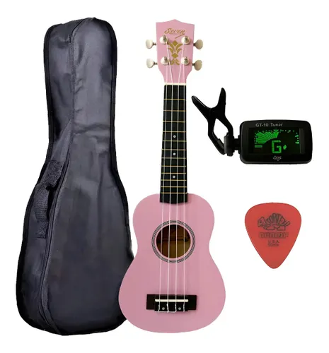 Ukulele Rosa Seven Soprano Suk-07 Pi C/ Capa e Afinador