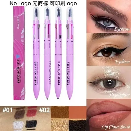 BEAUTY GLAZED 4 em 1 Lápis de maquiagem 4 cores Quatro cores Destaque Delineador labial Lápis de sobrancelha 4 em 1makeu