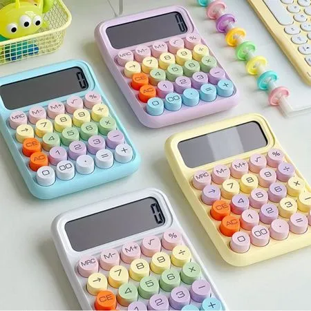 Calculadora Colorida de 12 Dígitos Teclado Mecânico de Ponto Grande Escola