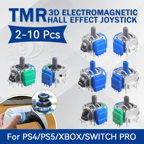 Kit com 10 Joysticks de Efeito TMR para Controles de PS5/PS4/XBOX/SWITCH PRO/XBOX Elite, Kit de Substituição para Atualização Anti-Drift do Joystick Analógico, Acessórios para Sensor de Simulação 3D de Controle de Jogo