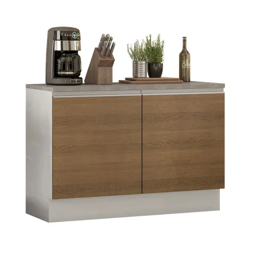 Balcão Madesa Glamy 120 cm 2 Portas (Com Tampo) Branco/Rustic