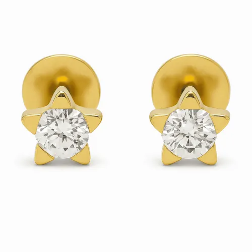 Brinco Estrela de 5 Pontas com 2 Diamantes em Ouro 18k
