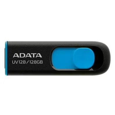Pen Drive 128GB Adata AUV128, USB 3.2, Preto e Azul - AUV128-128G-RBE