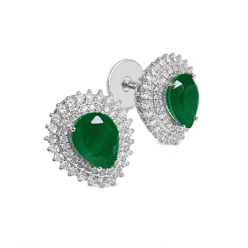 Brinco Gota 16 mm com Zircônia Esmeralda em Prata 925