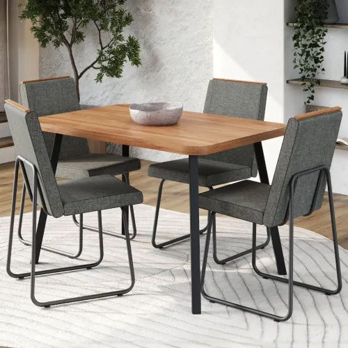 Conjunto Sala de Jantar 4 Cadeiras Treviso Carraro Nogal e Preto